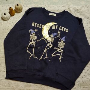 Hexes on My Exes Women's Juniors Graphic Fleece Sweatshirt with Long Sleeves